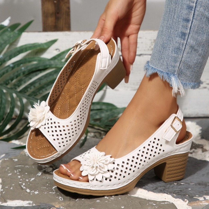 Ankle Strap Attachment - Sandales à talons épais pour femmes,