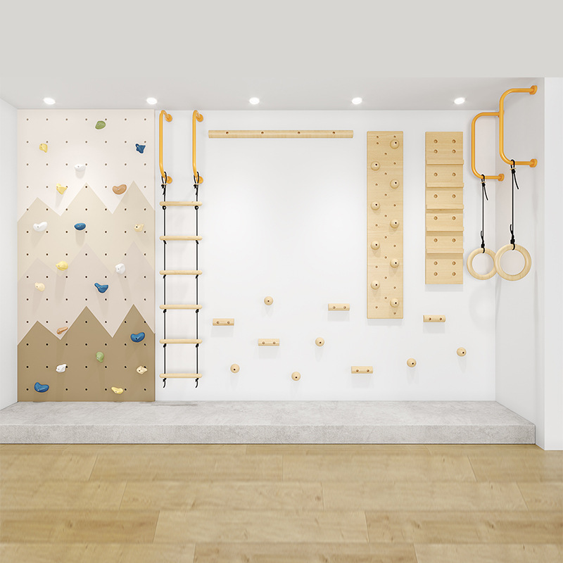 Gymnastic Rings Wooden - Structure d'escalade murale en bois pour