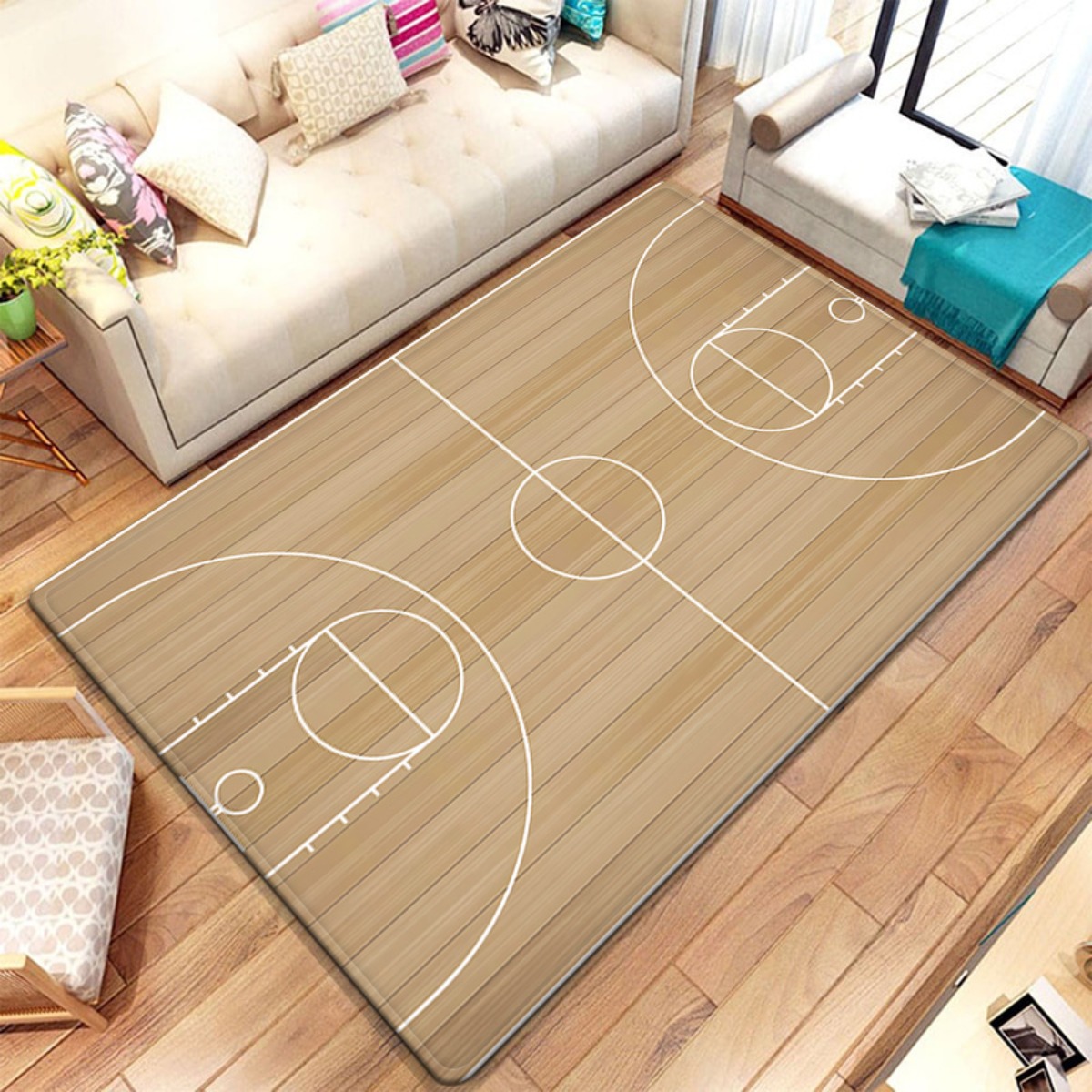 Home Gym And Basketball Court - Tapis en peluche design court de