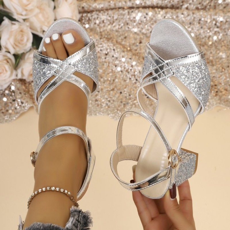 Ankle Strap Attachment - Sandales à talons carrés pour femmes,