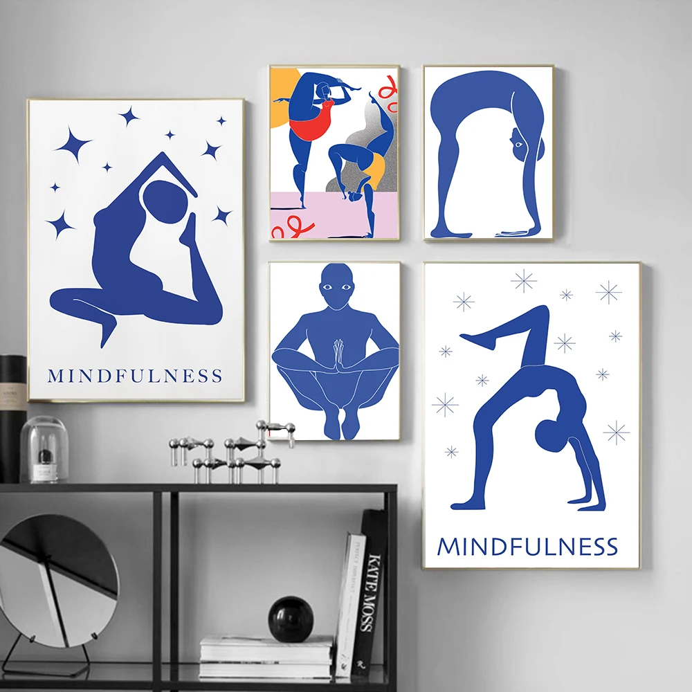 Home Gym Yoga - Affiche Murale Abstraite de Postures de